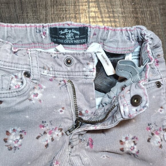 3/$20 H&M L.O.G.G. Floral Corduroy Pants Girls 5 6 Back To School Adjustable - Picture 5 of 11
